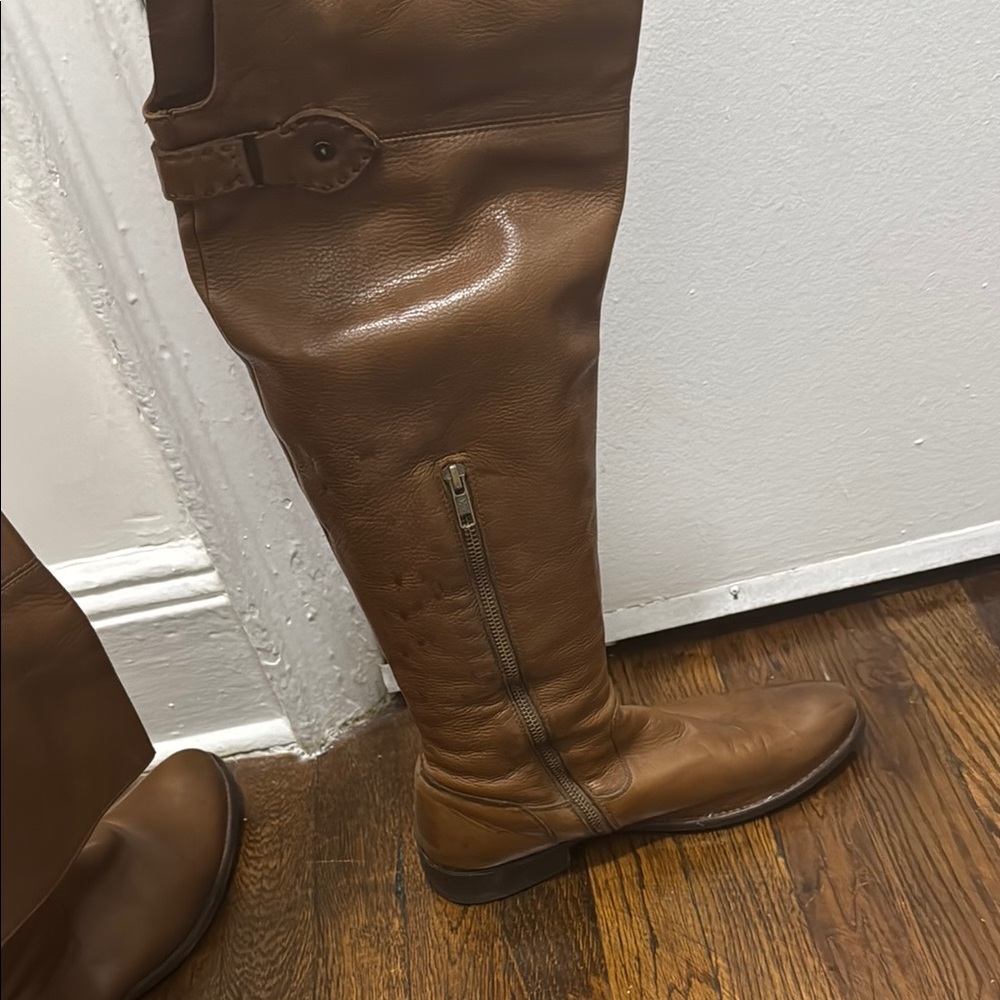 Frye Brown Over the Knee Leather Boots with Equestrian Design - Picture 4 of 5